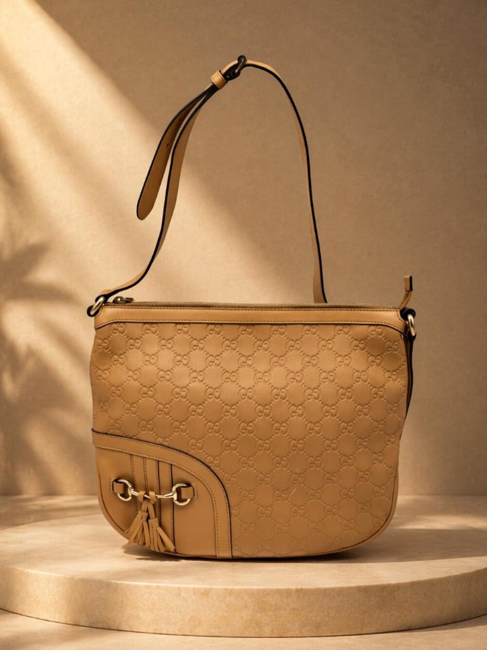 Authentic Gucci Guccissima Horsebit Shoulder Bag/Leather Crossbody - Picture 1 of 16